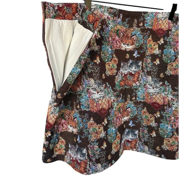NWT Cider Jacquard Kittens Mid-Rise Mini Skort w Side Zip Fall Colors size 24 - Picture 4 of 10
